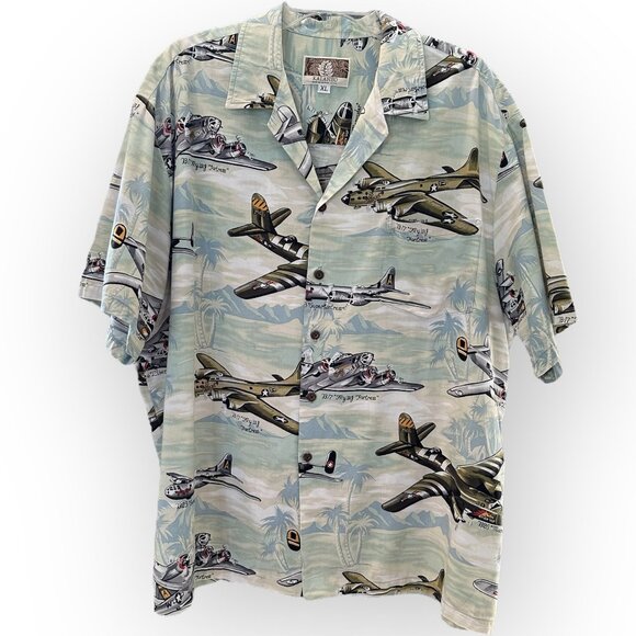 Kaleheo Other - Kalaheo Mens Hawaiian Style WW2 American Bombers Planes Mens Shirt XL Ha…